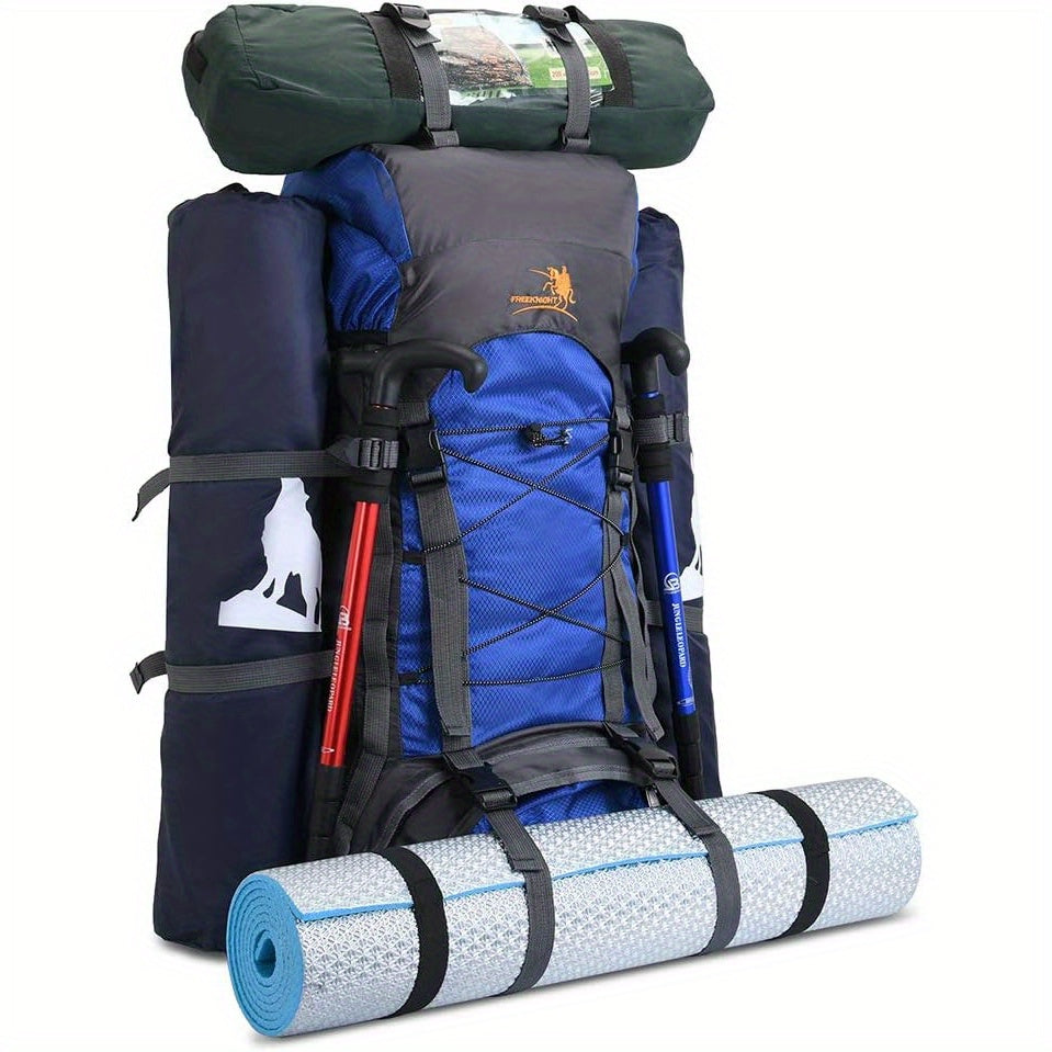 15.85 Gallon Internal Frame Hiking Camping Backpack with Rain Cover Large Outdoor Travel Daypack Rucksack