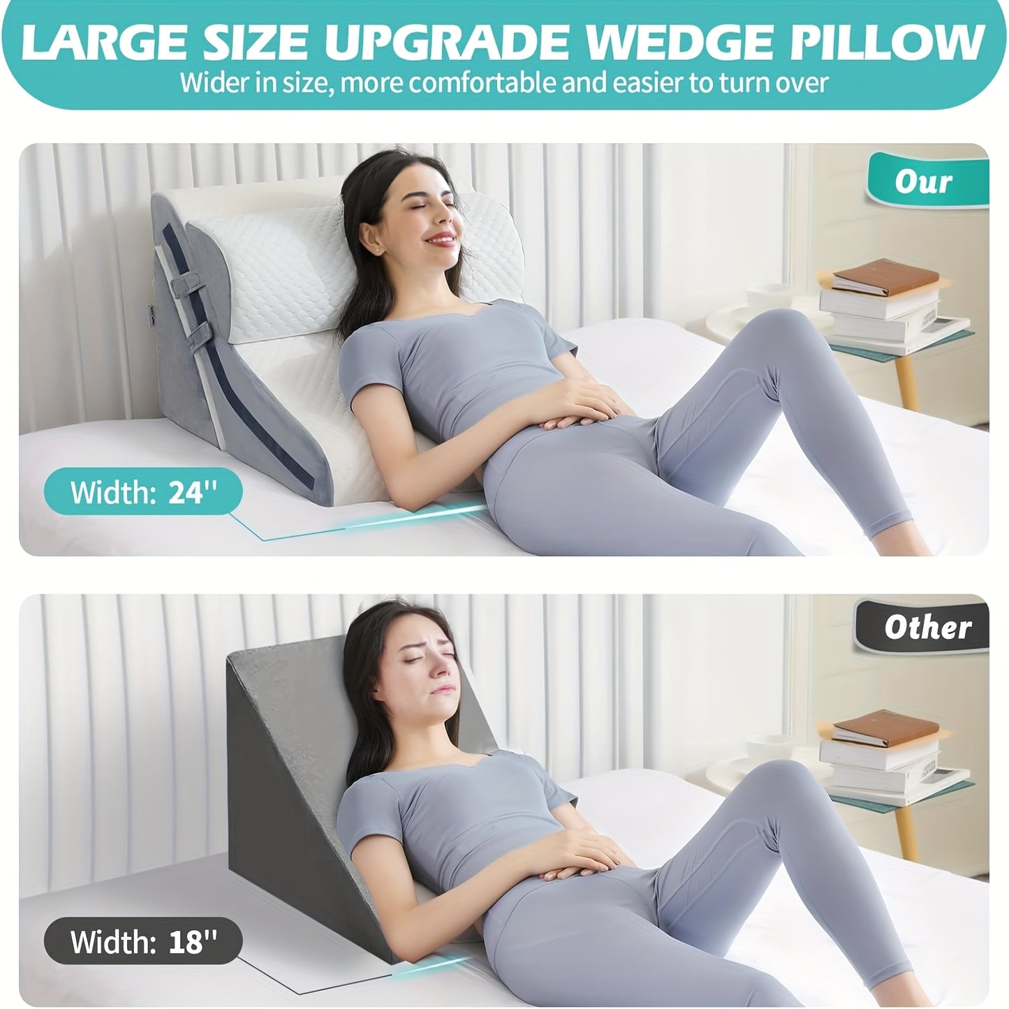 3 in 1 Incline Pillow Wedges for Back Support Adjustable Memory Foam Wedge Pillow Orthopedic Bed Pillow Set