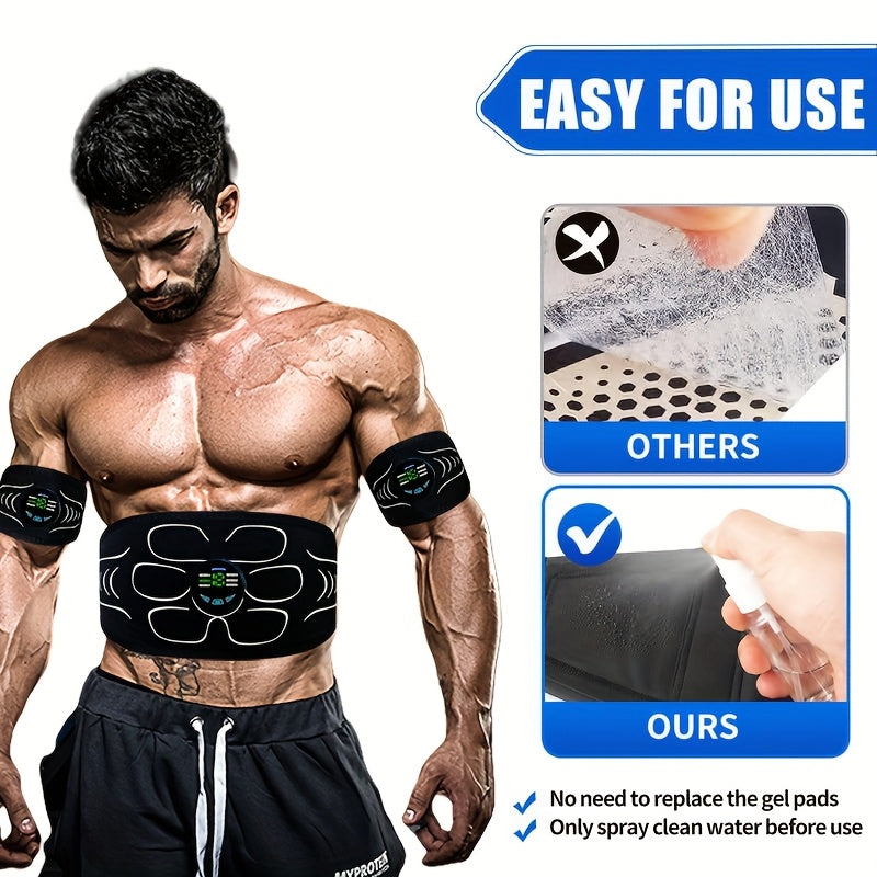 Rechargeable EMS Muscle Stimulator Fitness Belt Abdominal Muscle Machine for Men and Women Full Body Relaxation and Fitness Suitable for Home and Travel