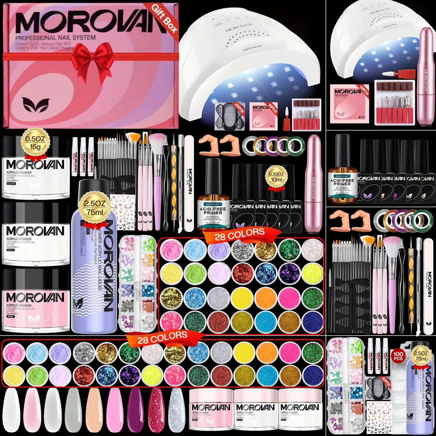Morovan Professional Acrylic Nail Kit for Beginners Complete Acrylic Nail Starter Set with Supplies and Tools Ideal Gift for Women and Girls