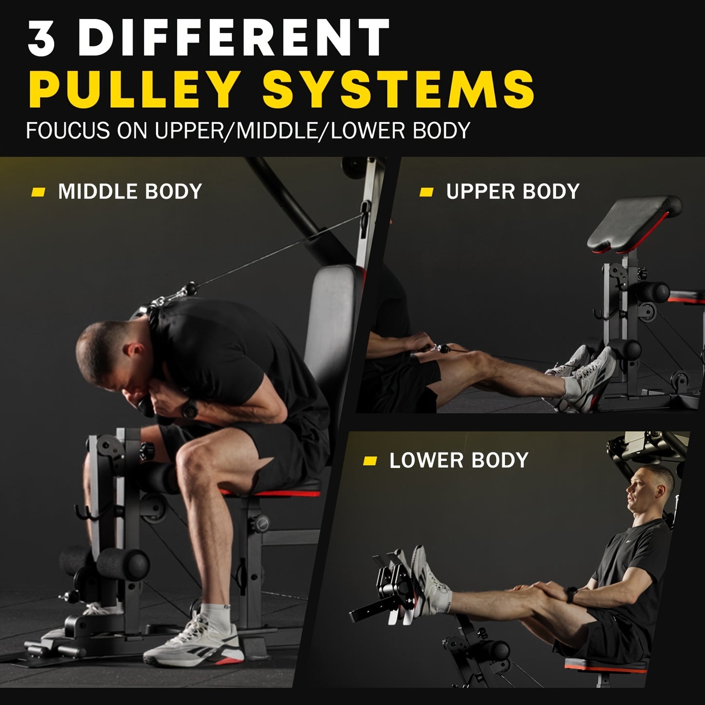 10 In 1 Home Gym Station with 150 LBS Weight Stack All In One Workout Equipment for Full Body Training Multi Functional Iron Gym Machine with Fly Lat Pull Down Chest Press Leg Extension Preacher Curl Core and Calf Training