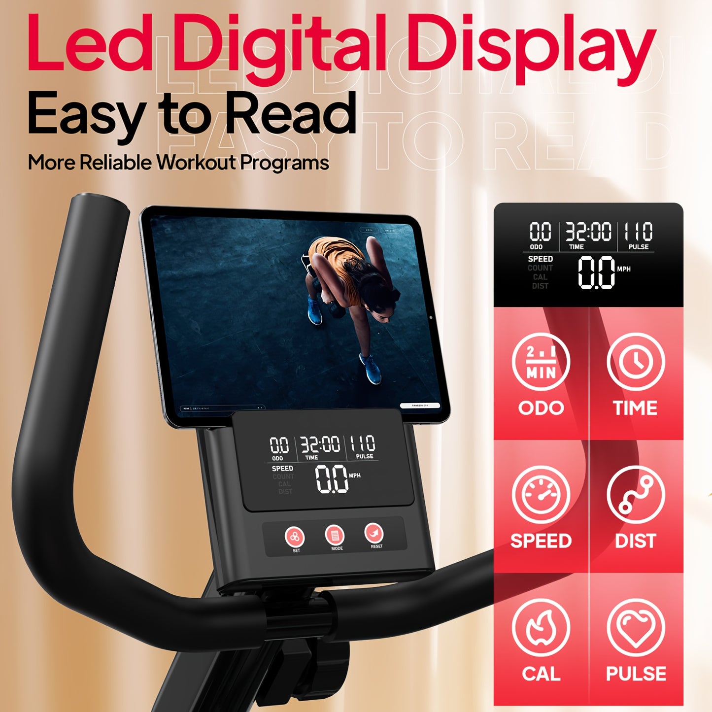 Pooboo Recumbent Exercise Bike Adjustable Magnetic Resistance Quiet Flywheel Belt Drive Stationary Home Workout Fitness Cycle Indoor Aerobic Training Suitable for Home Gyms