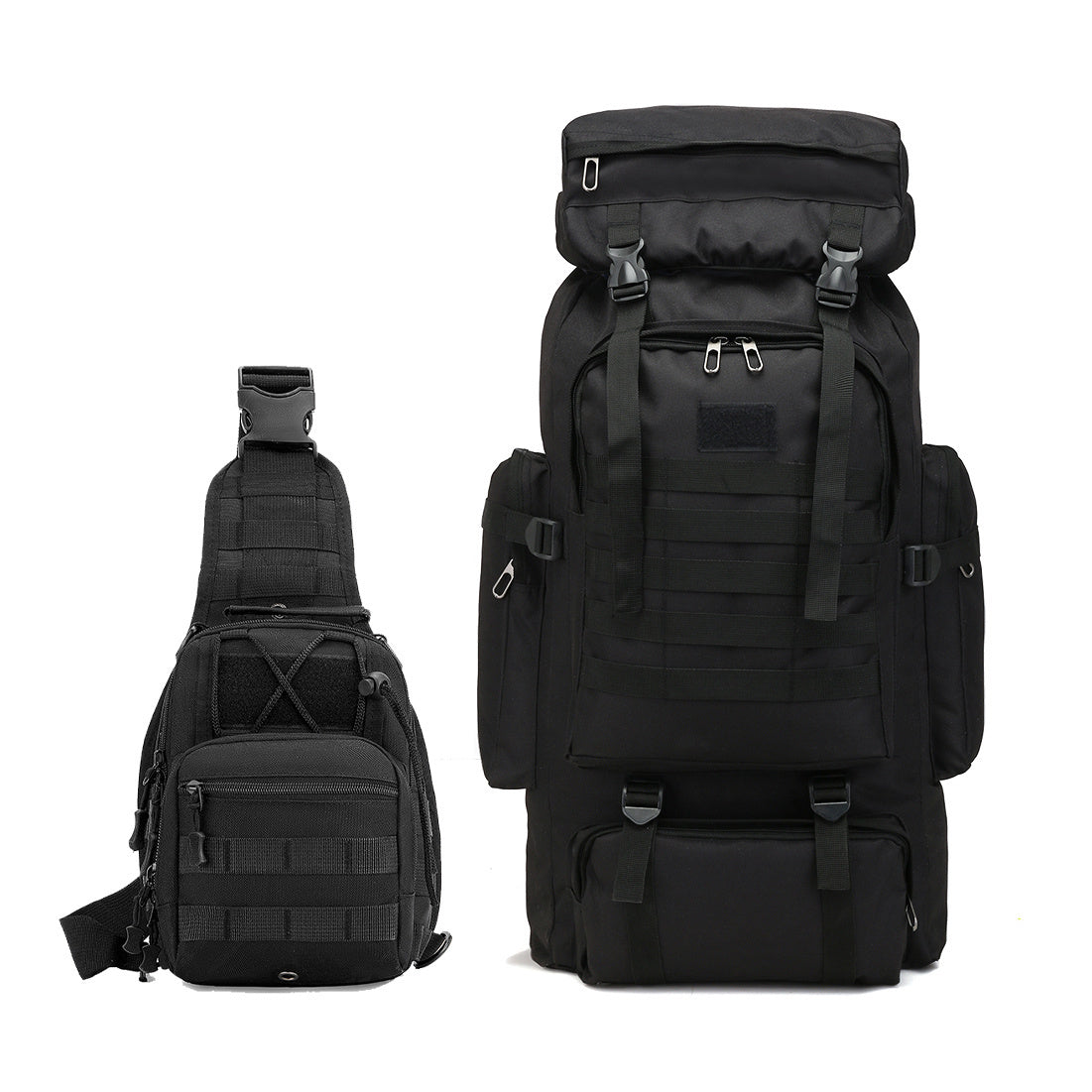 21.13 Gallon Large Capacity 2 Piece Set Unisex Tactical Camo Molle Backpack Multipurpose Hiking Climbing Rucksack for Outdoor Trekking Camping and Daily Use Durable and Waterproof Adjustable Shoulder Strap Rucksack