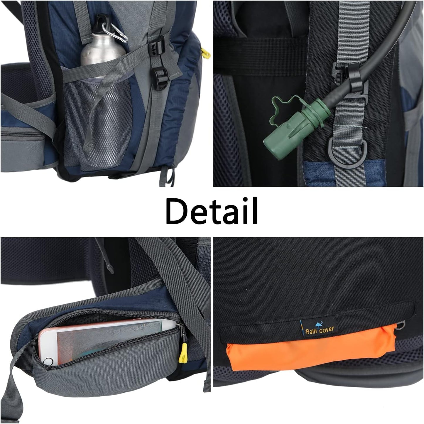 13.21 Gallon Hiking Backpack for Men Camping Backpack with Rain Cover Lightweight Travel Backpack 11.89 Gallon Plus 5 Liter