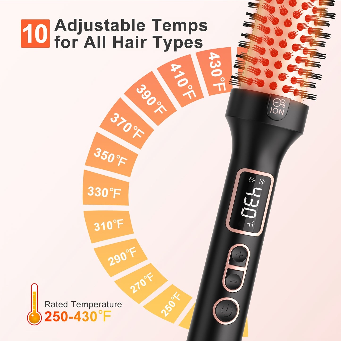 Thermal Brush For Blowout Look 1.5 Inch Heated Round Brush With 10 Temperature Control Hot Brush Styler Dual Voltage For Travel
