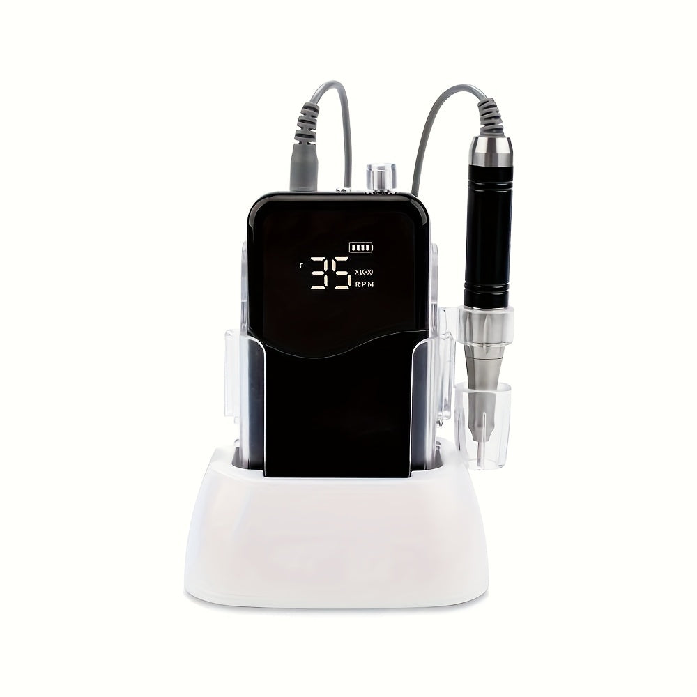35000 RPM Rechargeable Nail Drill Machine with HD Display Cordless Electric Nail Drill for Salon and Home Use in Unicorn Purple Silvery White Black Golden Blue