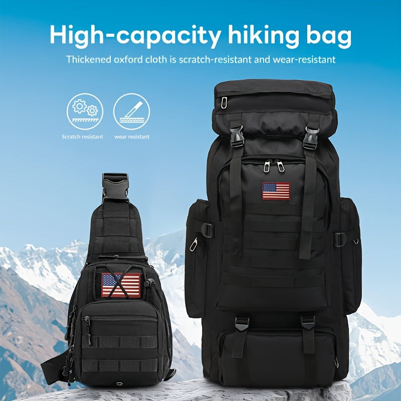 21.13 Gallon Large Capacity 2 Piece Set Unisex Tactical Camo Molle Backpack Multipurpose Hiking Climbing Rucksack for Outdoor Trekking Camping and Daily Use Durable and Waterproof Adjustable Shoulder Strap Rucksack