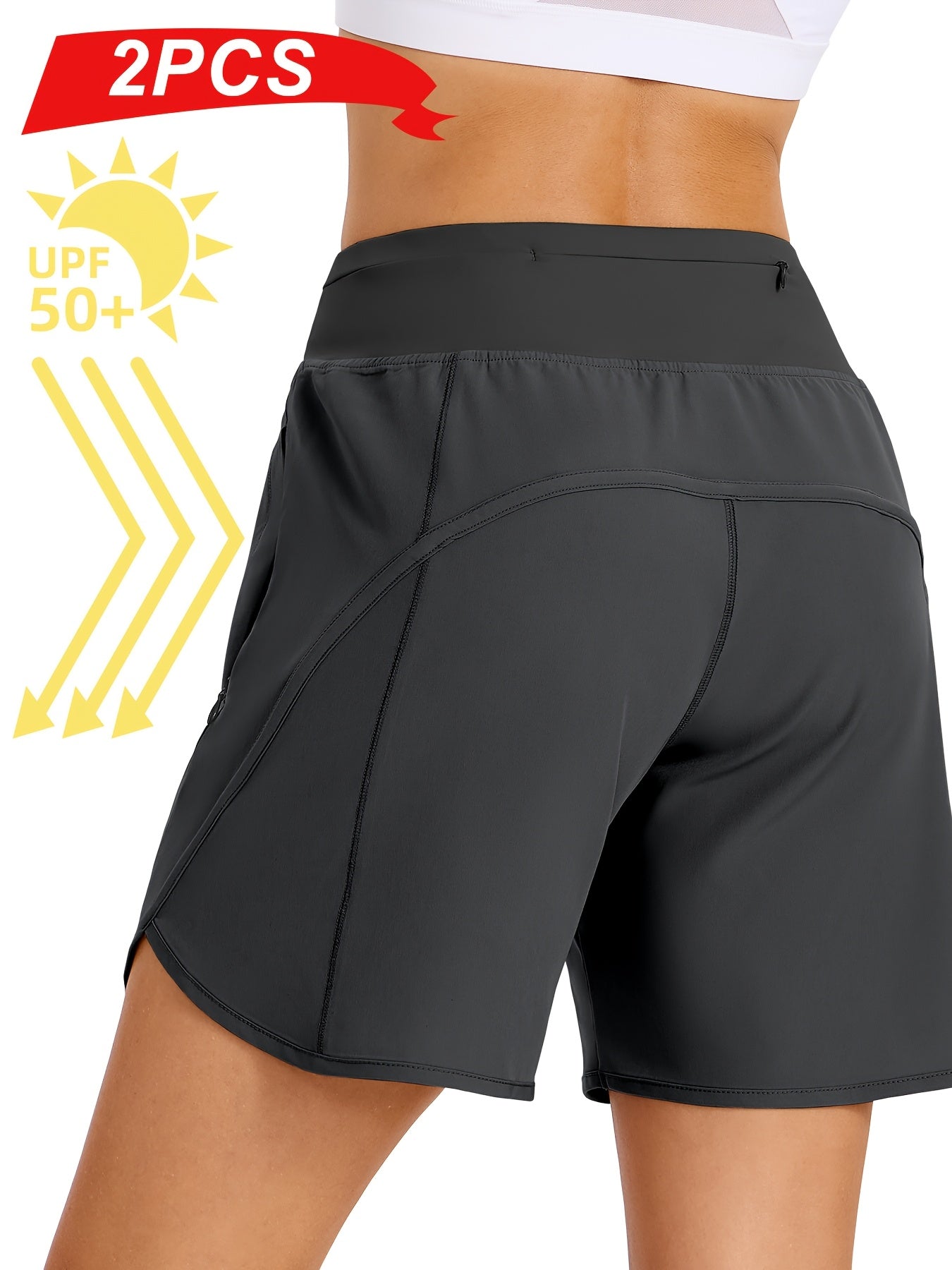 2 Pack Athletic Shorts For Women Breathable Stretchy Quick Dry Durable With Knit Waistband For Running Gym Tennis Summer