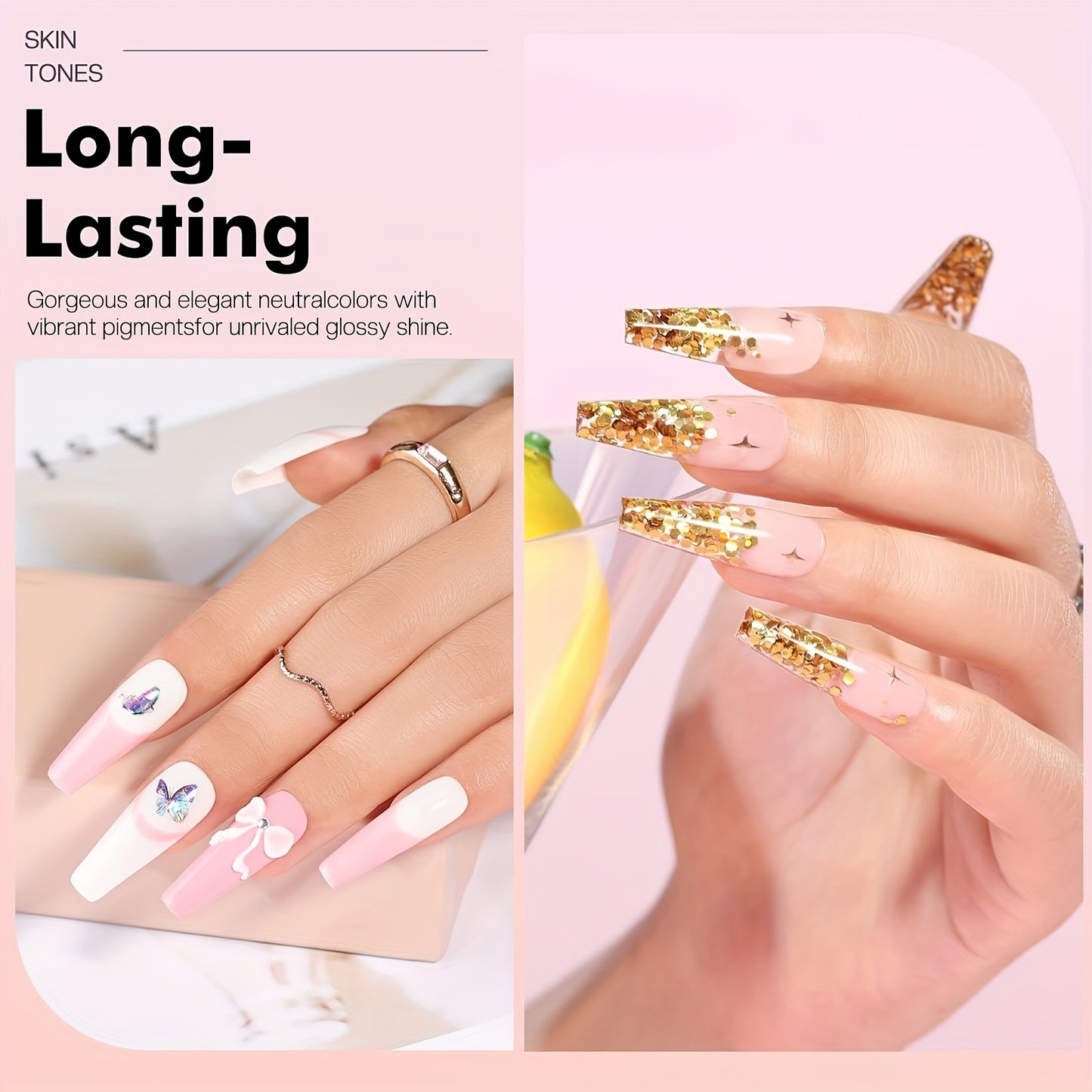 Morovan Beginner Professional Acrylic Nail Kit with Mouse Light Base and Top Coat Clear and Pink Acrylic Powder False Nail Tips Polishing Tools Glitter and More DIY All in One Professional Manicure Starter Kit