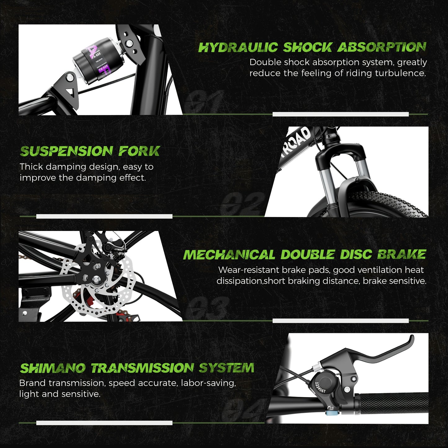 26 Inch Adult Folding Mountain Bike with 21 Speeds Full Suspension Dual Disc Brake High Carbon Steel Frame Foldable Bicycle for Men Women and Teen Black and Orange