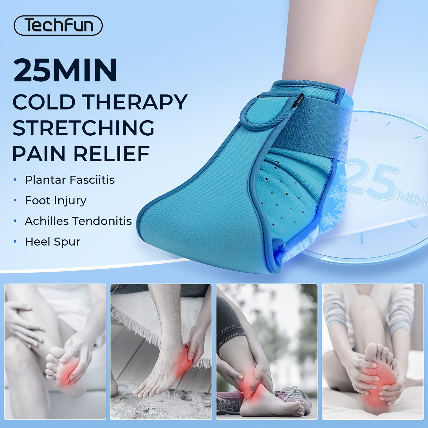 Adjustable Night Splint with Ice Pack Wrap Breathable Ergonomic Design for Heel Running and Walking Support Grade Brace for Men and Women Secure Fit Durable Construction Active Lifestyle
