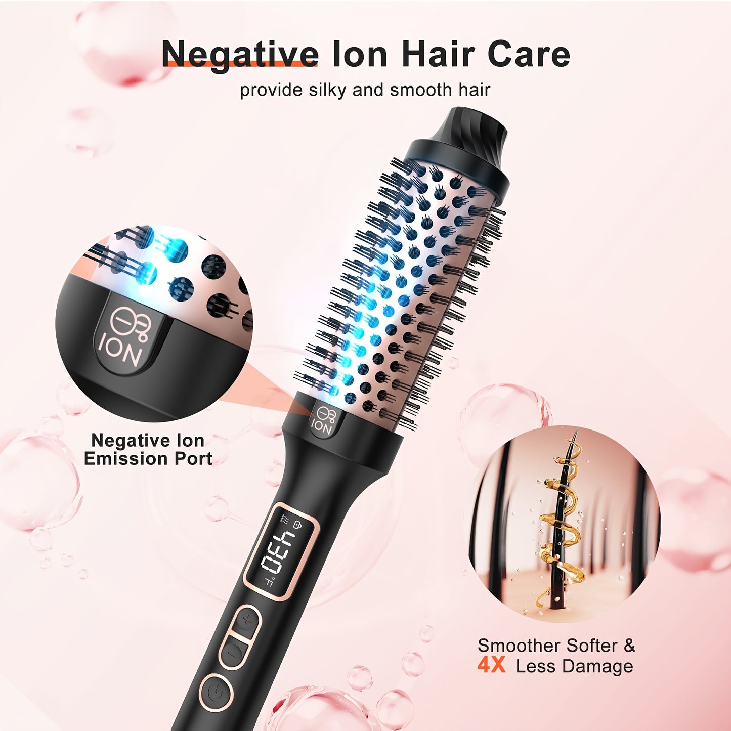 Thermal Brush For Blowout Look 1.5 Inch Heated Round Brush With 10 Temperature Control Hot Brush Styler Dual Voltage For Travel