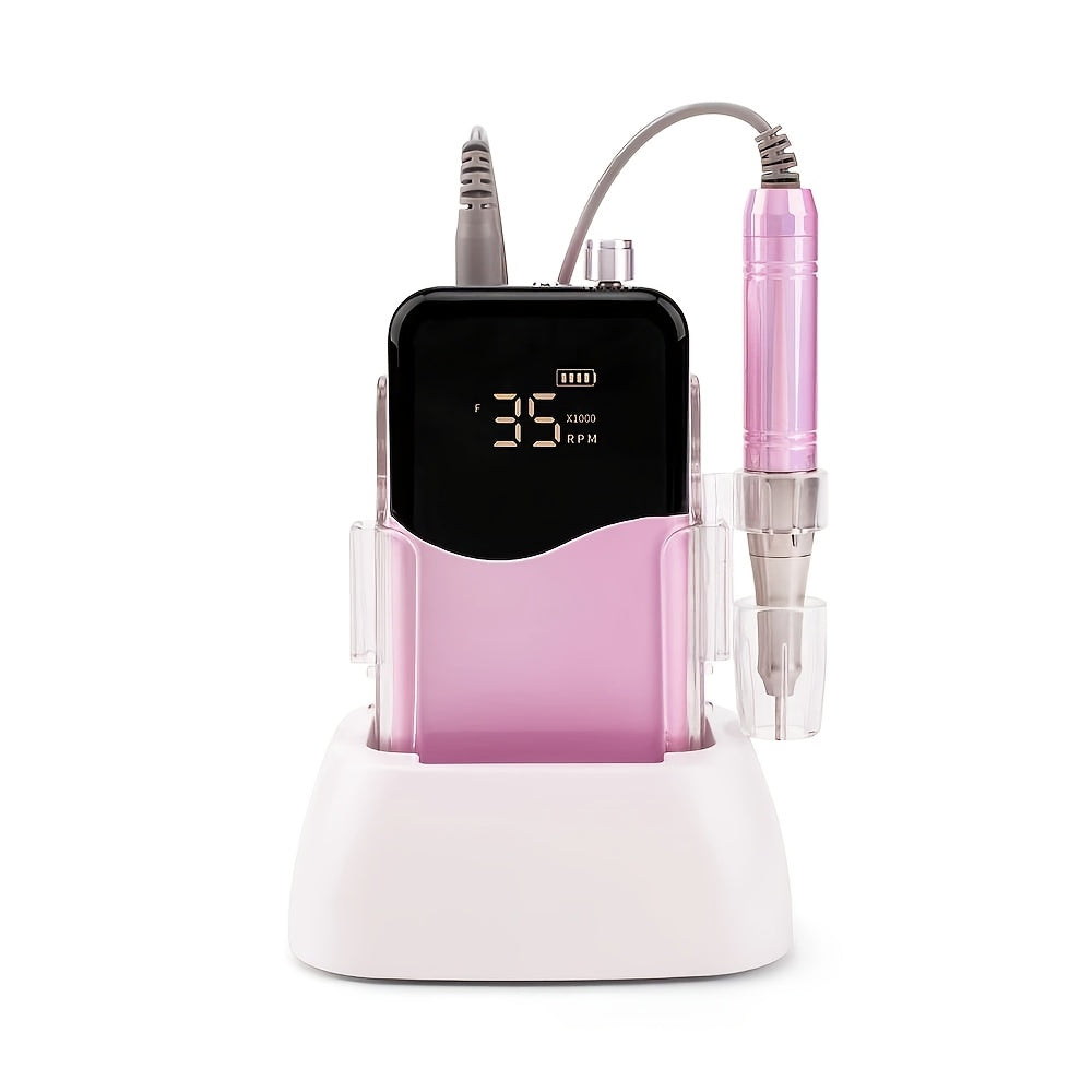 35000 RPM Rechargeable Nail Drill Machine with HD Display Cordless Electric Nail Drill for Salon and Home Use in Unicorn Purple Silvery White Black Golden Blue