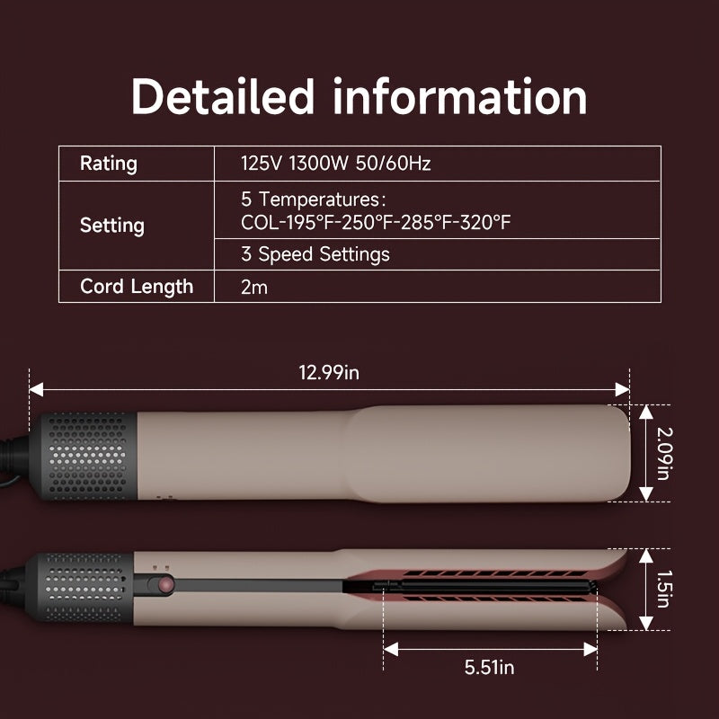 2-in-1 Hair Dryer and Flat Iron with High-Speed Airflow Instant Heating Customizable Temperature LCD Display and Auto Shut-Off for All Hair Types