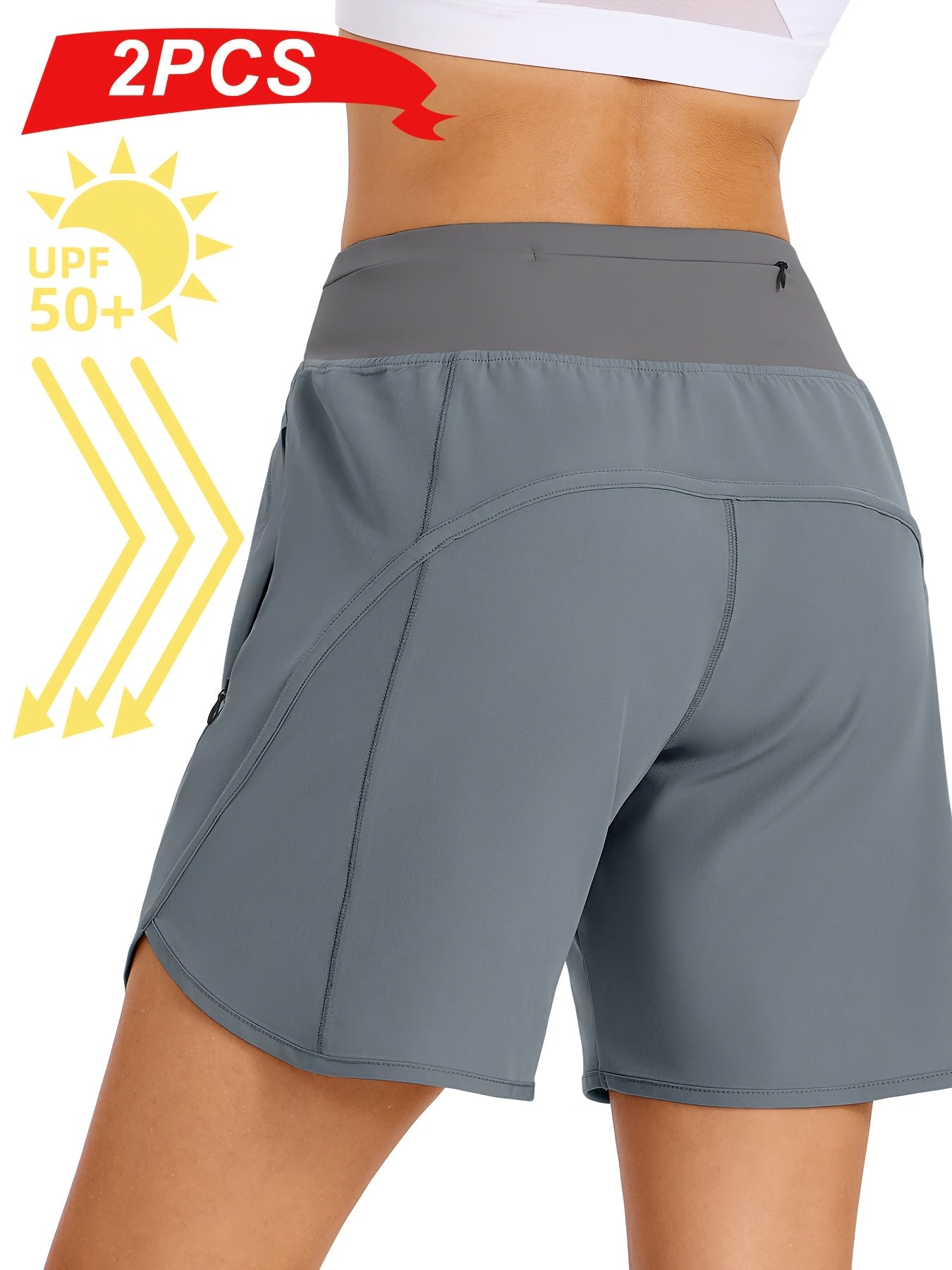 2 Pack Athletic Shorts For Women Breathable Stretchy Quick Dry Durable With Knit Waistband For Running Gym Tennis Summer