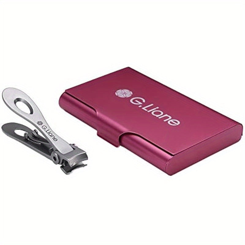 G Liane Stainless Steel Nail Clippers with 15 Millimeter Wide Jaw Opening Grade Blades for Thick Nails Anti Slip Ergonomic Handle and Portable Case Salon Quality Toenail and Fingernail Cutter for Men and Women