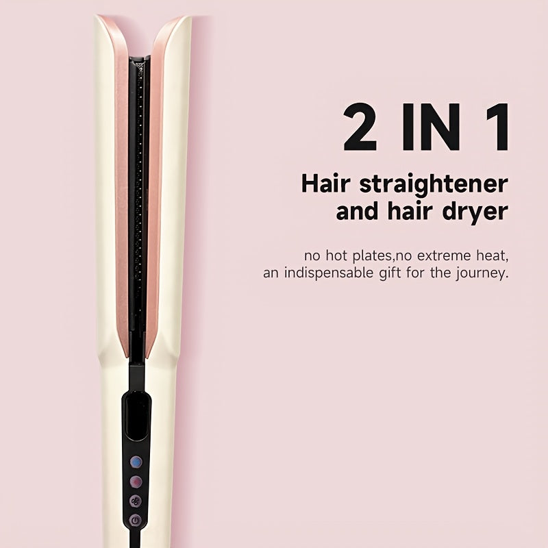 2-in-1 Hair Dryer and Flat Iron with High-Speed Airflow Instant Heating Customizable Temperature LCD Display and Auto Shut-Off for All Hair Types