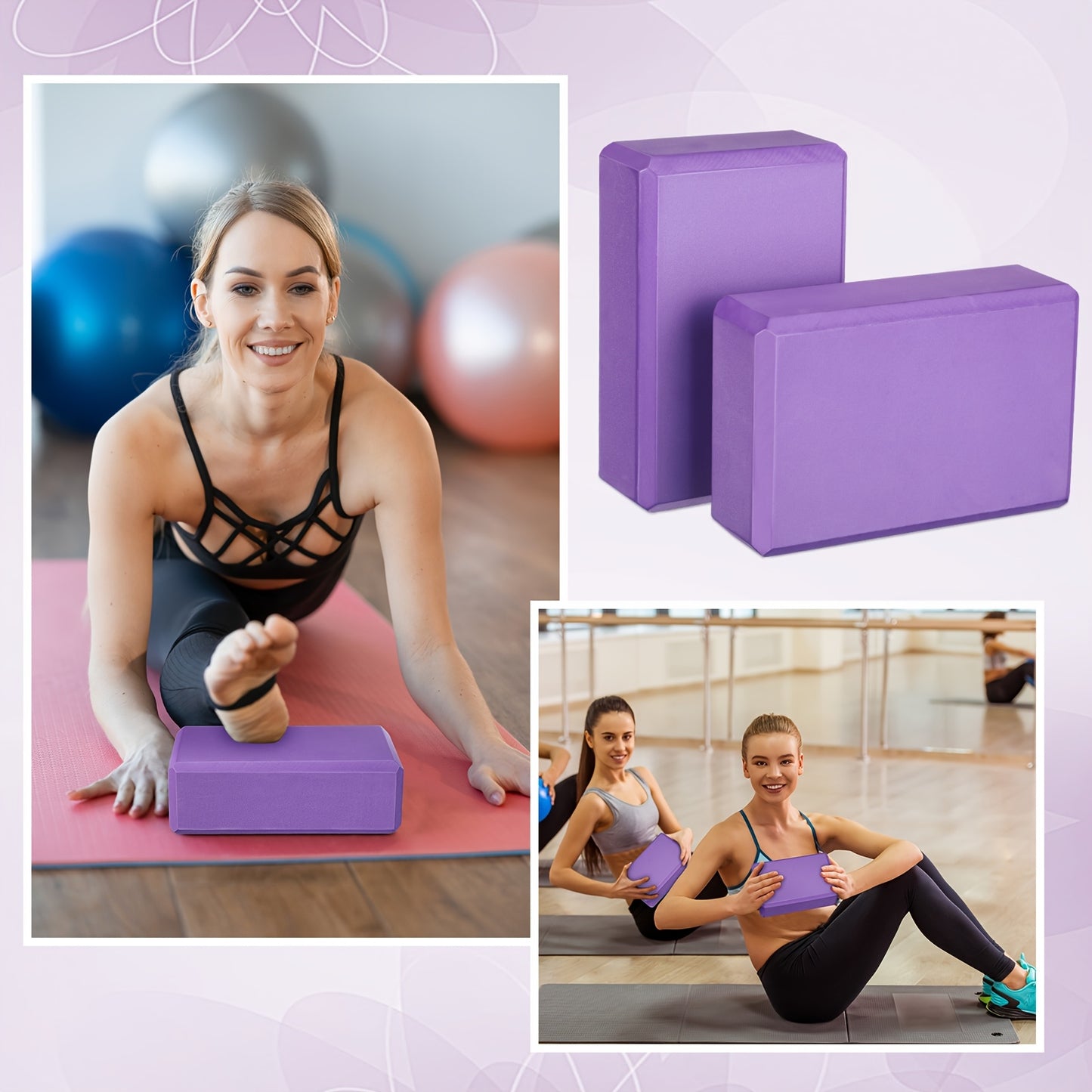 20 Pcs Purple Yoga Blocks Bulk Eva Foam Non Slip Gymnastic Soft High Density Exercise Blocks for Girls Women Toning Meditation Stretching Yoga Pilates Accessories