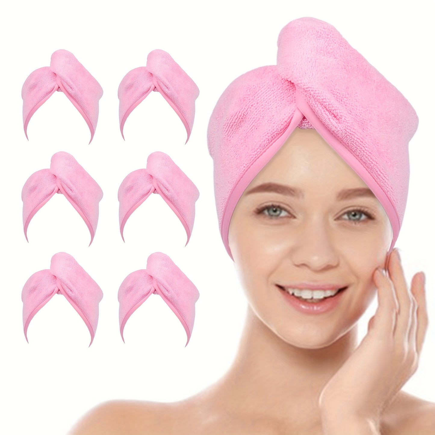 6 Pack Microfiber Hair Towel Wrap For Women Ultra Absorbent Twist Hair Turban Drying Cap For Curly Long Thick Hair
