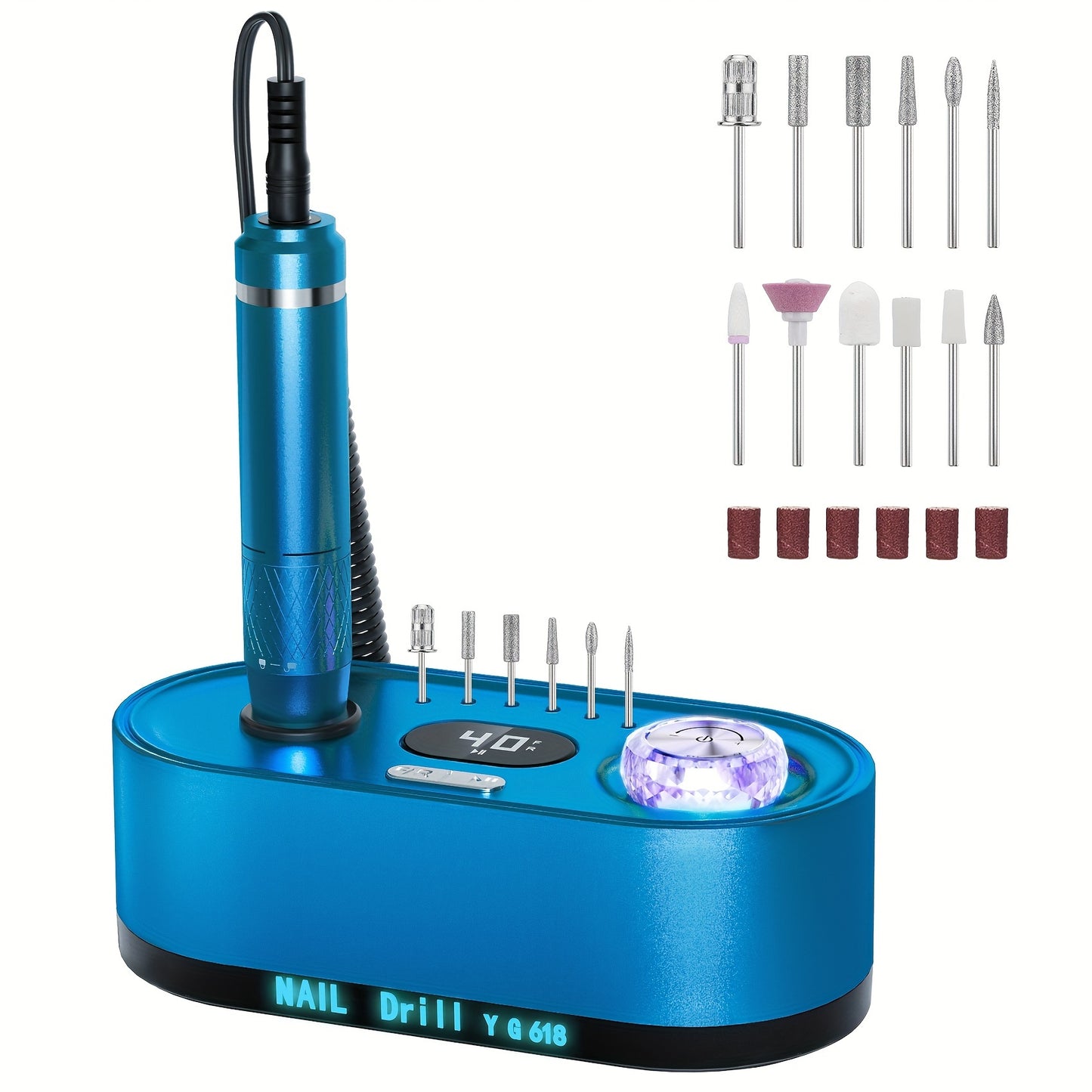 Electric Nail Drill Machine 40000RPM Professional Efile Nail Drill Kit High Speed Low Heat Low Noise Low Vibration Electric Nail File For Acrylic Gel Nails Toenail Shaping Buffing Grinder Manicure Pedicure Polishing