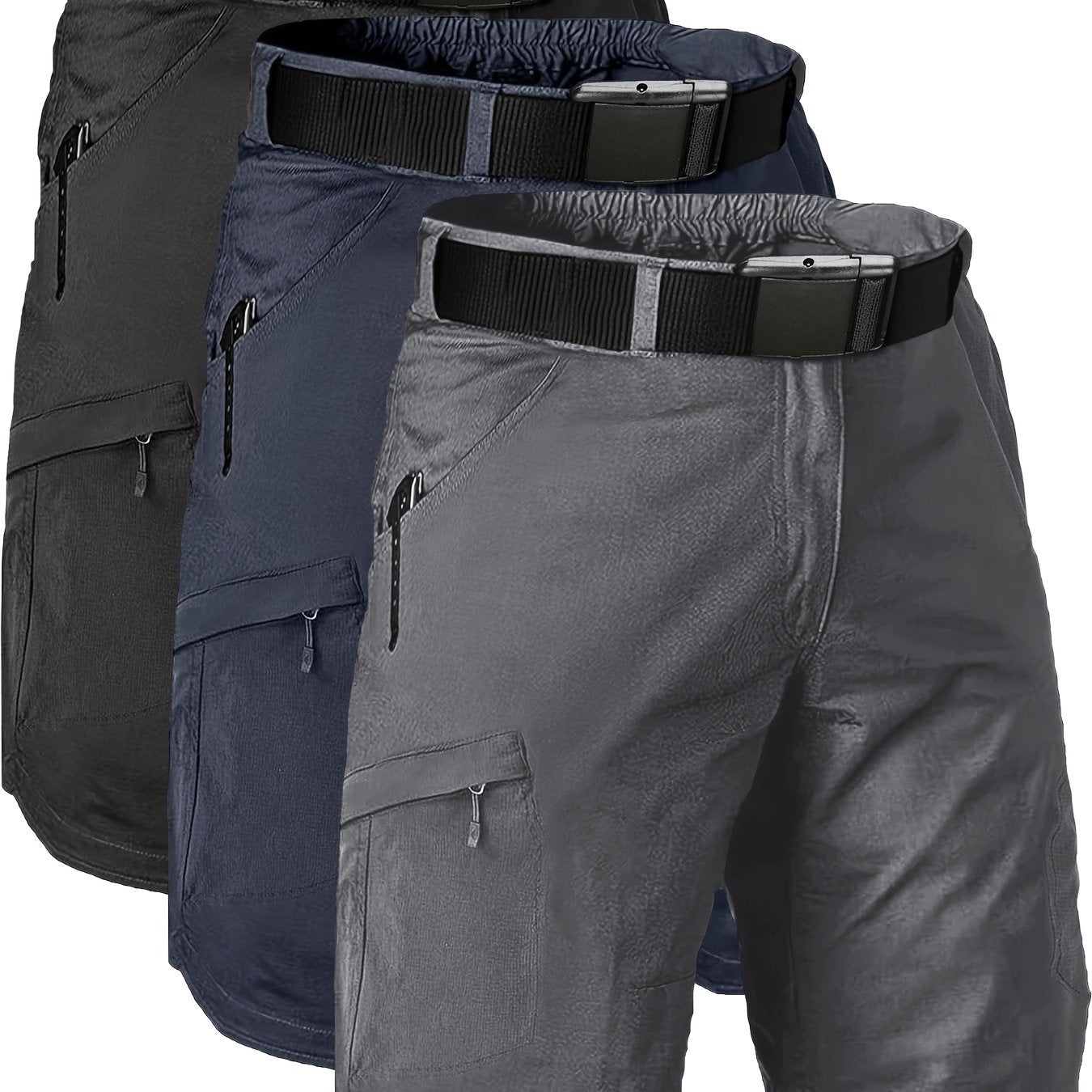 3PCS Men's Outdoor High Quality Shorts Hiking Sports Casual Stretch Quick Dry Breathable Tactical Shorts with Belt Birthday Gift Father's Day Gift