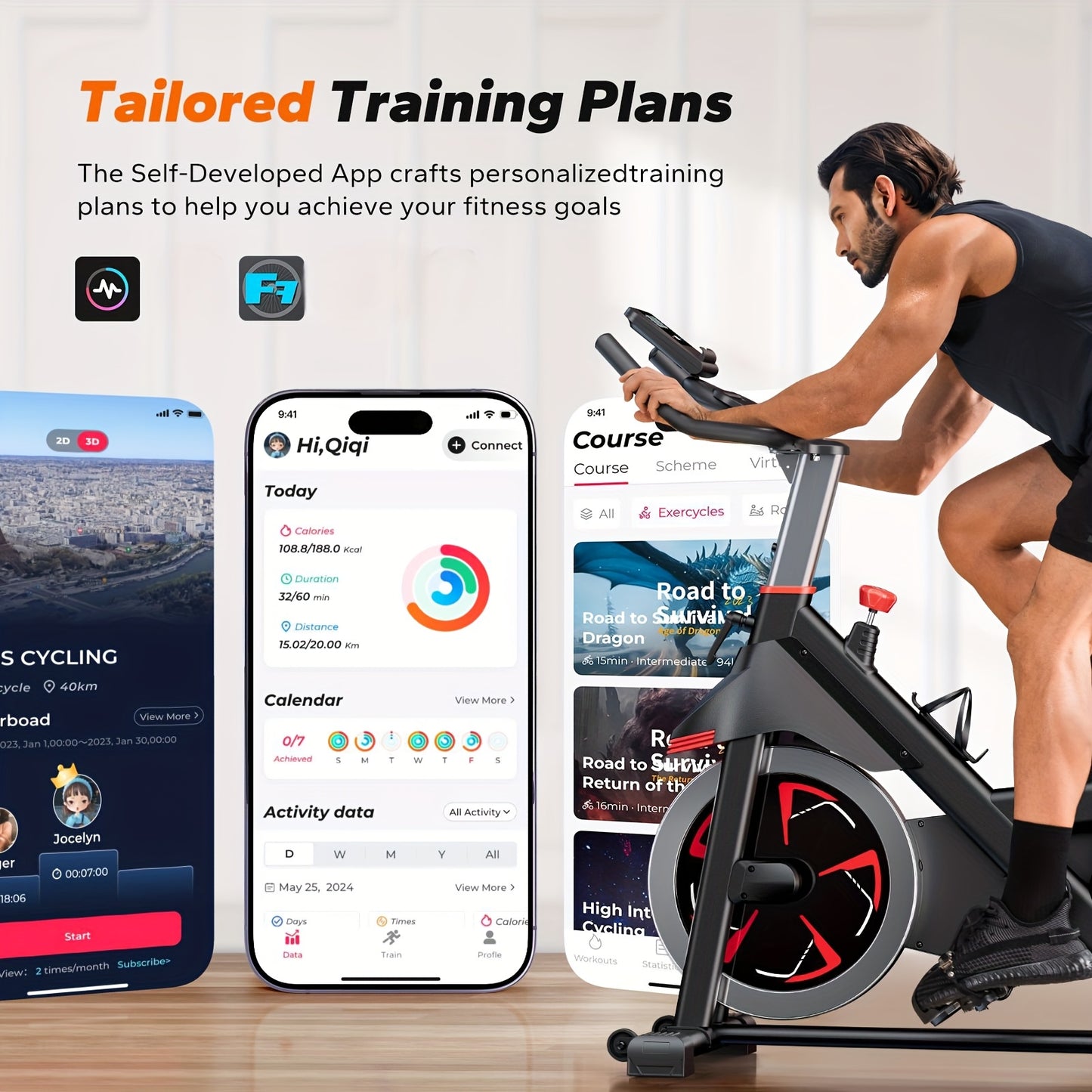 Heavy Duty Magnetic Exercise Bike with App Indoor Cycling Bike 350 lbs Capacity 40 lbs Flywheel Magnetic Resistance Non Slip Platform Home Gym Stationary Bike for Spinning Cycling Strength Training Ideal Gift