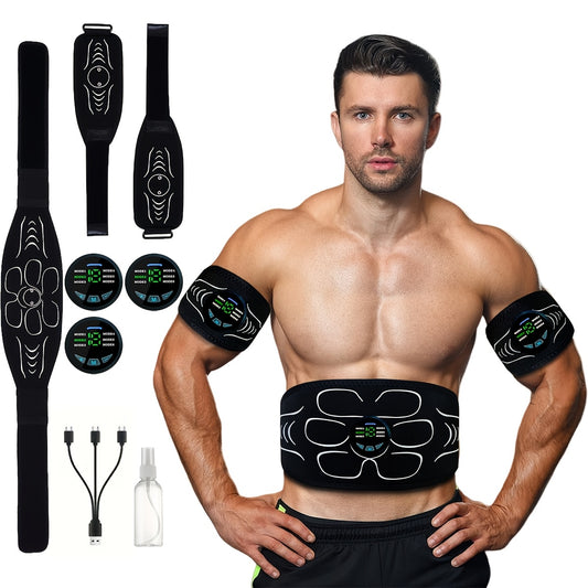 Rechargeable EMS Muscle Stimulator Fitness Belt Abdominal Muscle Machine for Men and Women Full Body Relaxation and Fitness Suitable for Home and Travel