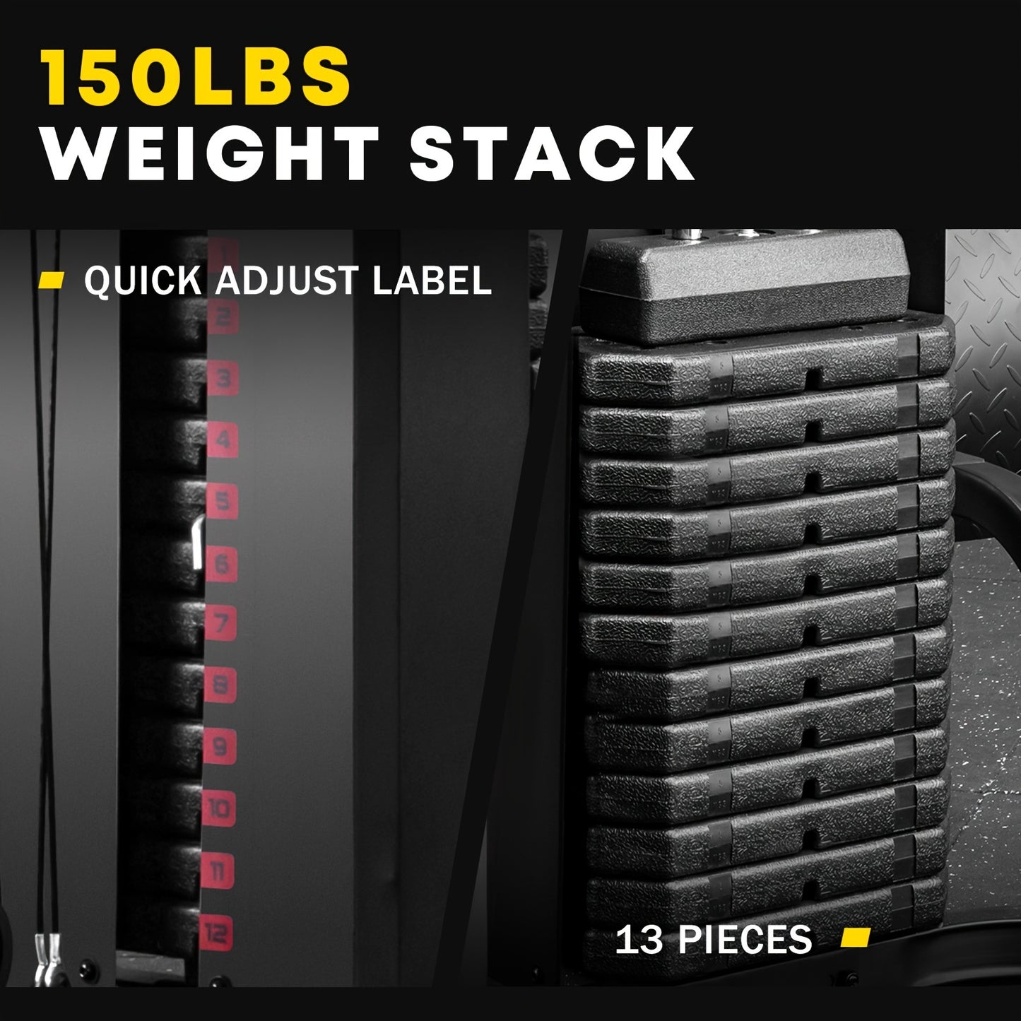 10 In 1 Home Gym Station with 150 LBS Weight Stack All In One Workout Equipment for Full Body Training Multi Functional Iron Gym Machine with Fly Lat Pull Down Chest Press Leg Extension Preacher Curl Core and Calf Training