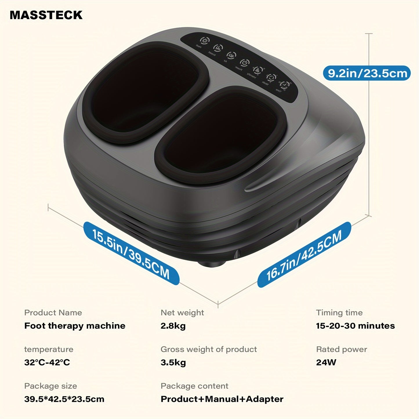 Massteck Shiatsu Foot Massager Machine With Soothing Heat Deep Kneading Relaxation For Tired Muscles And Plantar Ideal For Home Or Office Use Fits Feet Up To Men Size 12 Perfect Massage Gift For Mom Dad Women Men