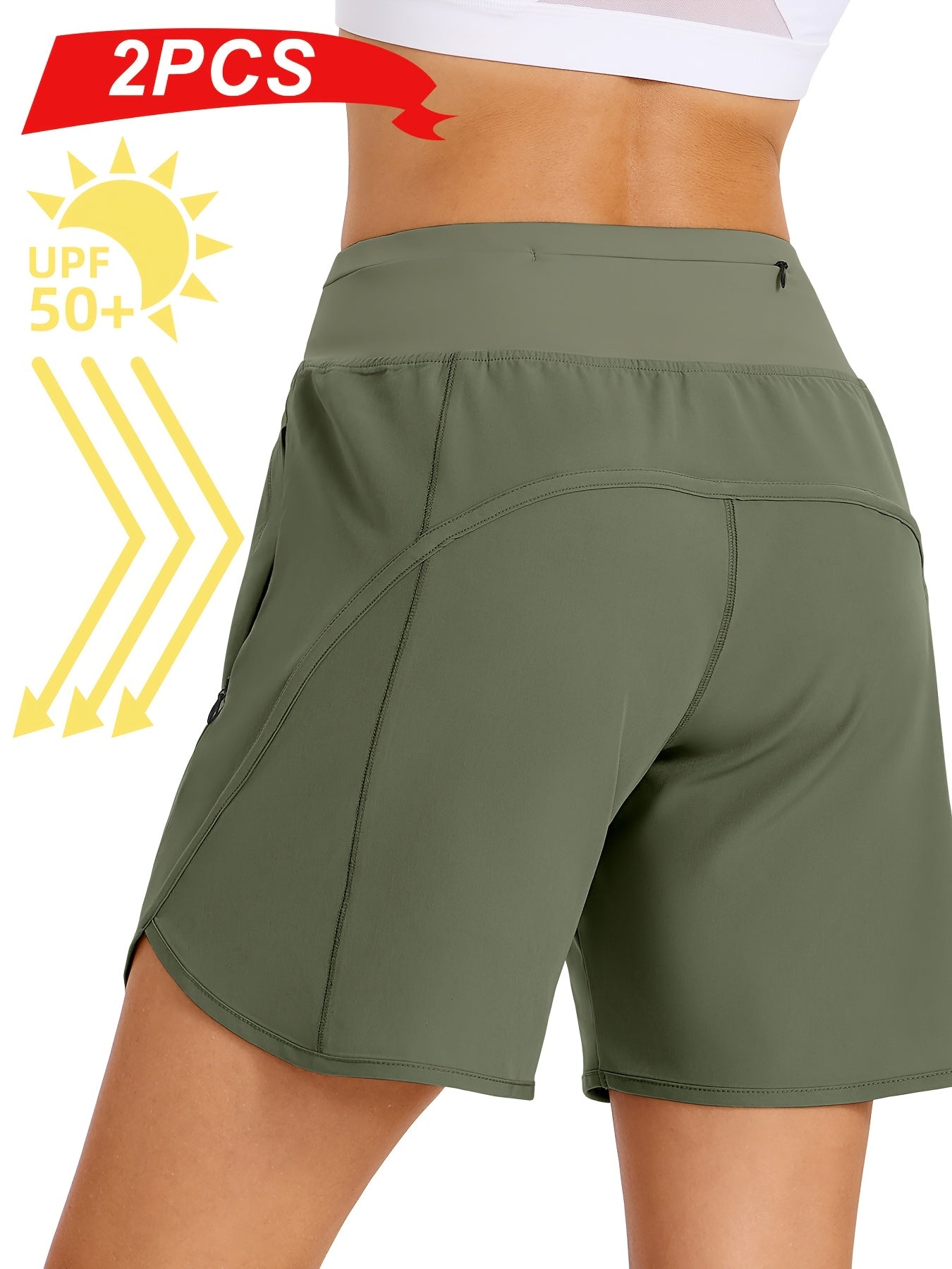 2 Pack Athletic Shorts For Women Breathable Stretchy Quick Dry Durable With Knit Waistband For Running Gym Tennis Summer