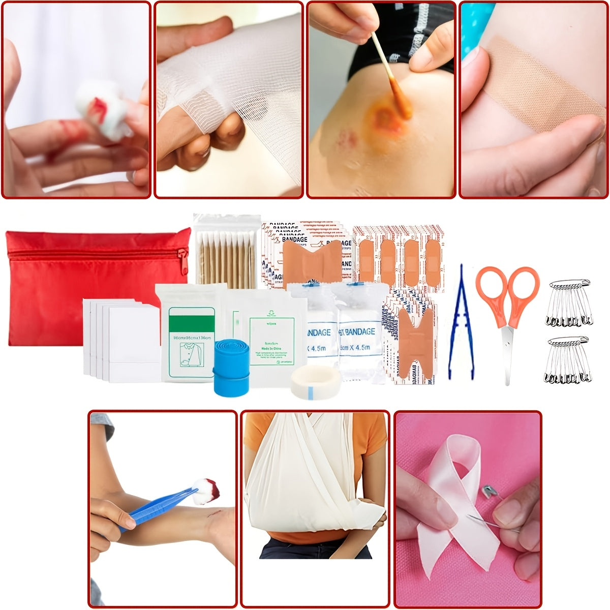 Survival Kit Bag with Folding Shovel and Multi Function Axe Emergency Lighting Set Emergency Blanket for Outdoor Adventure Hiking Hunting Lightweight Camping Essentials