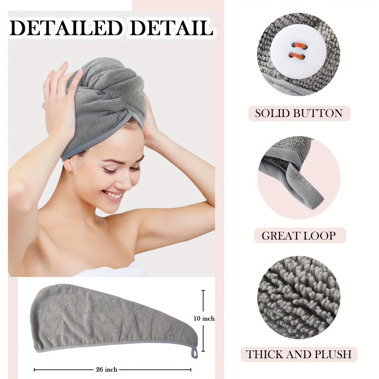 6 Pack Microfiber Hair Towel Wrap For Women Ultra Absorbent Twist Hair Turban Drying Cap For Curly Long Thick Hair