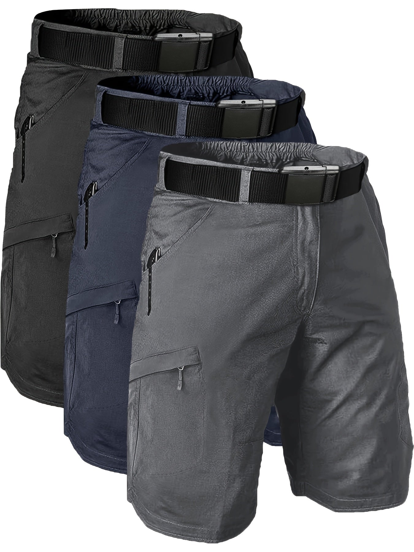 3PCS Men's Outdoor High Quality Shorts Hiking Sports Casual Stretch Quick Dry Breathable Tactical Shorts with Belt Birthday Gift Father's Day Gift