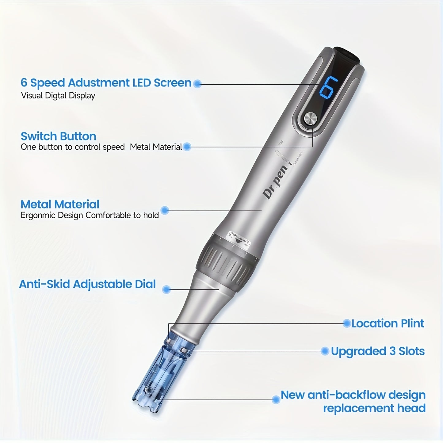 Dr Pen M8S Wireless Adjustable Electric Derma Pen with 25pcs Round Nano Replacement Cartridges 0.1mm Needle Length Ideal Gift for Women Mother's Day Holiday Gifts