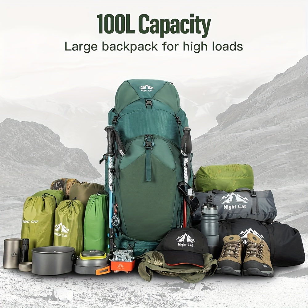 Night Cat Internal Frame Hiking Backpack Large Camping Backpack for Men and Women with Rain Cover 26 Liters