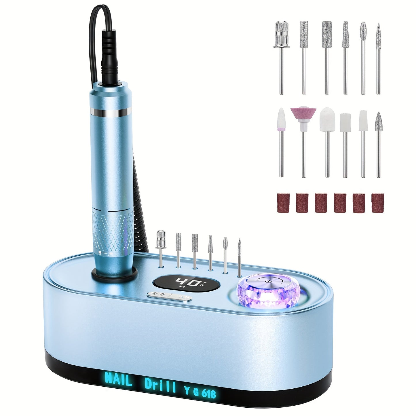 Electric Nail Drill Machine 40000RPM Professional Efile Nail Drill Kit High Speed Low Heat Low Noise Low Vibration Electric Nail File For Acrylic Gel Nails Toenail Shaping Buffing Grinder Manicure Pedicure Polishing