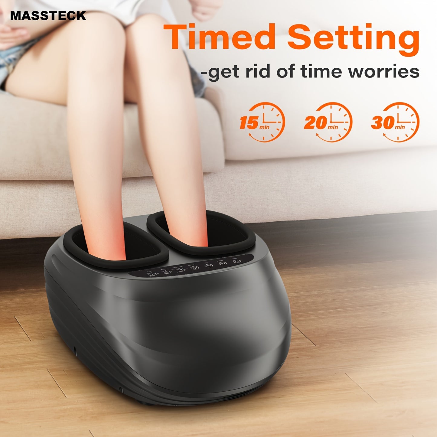 Massteck Shiatsu Foot Massager Machine With Soothing Heat Deep Kneading Relaxation For Tired Muscles And Plantar Ideal For Home Or Office Use Fits Feet Up To Men Size 12 Perfect Massage Gift For Mom Dad Women Men