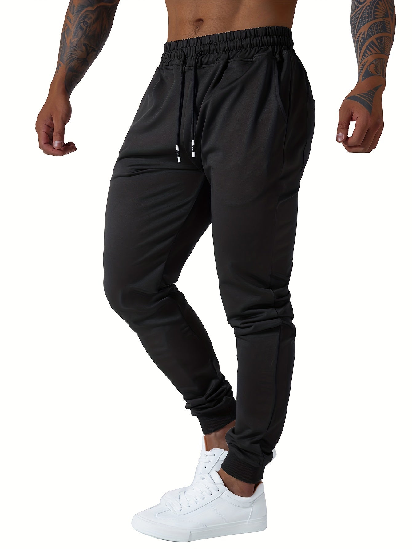 3PCS Men's Jogger Sweatpants Ultra Elastic Waist with Deep Side Pockets Cotton Blend Ideal for Gym and Running Machine Washable Black Navy Gray
