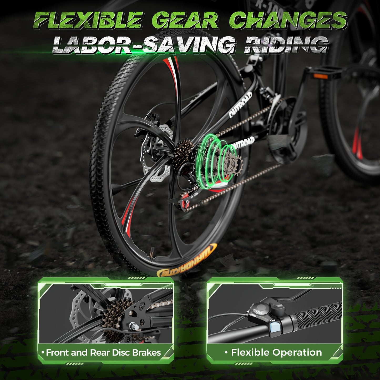 26 Inch Adult Folding Mountain Bike with 21 Speeds Full Suspension Dual Disc Brake High Carbon Steel Frame Foldable Bicycle for Men Women and Teen Black and Orange