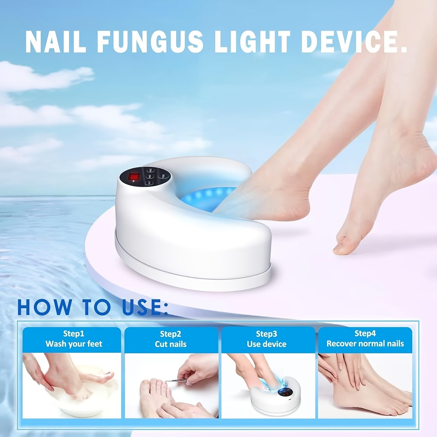 KTS Nail Fungus Light Device for Multiple Fingernails and Toenails Blue Light Therapy for Damaged Discolored and Thickened Nails