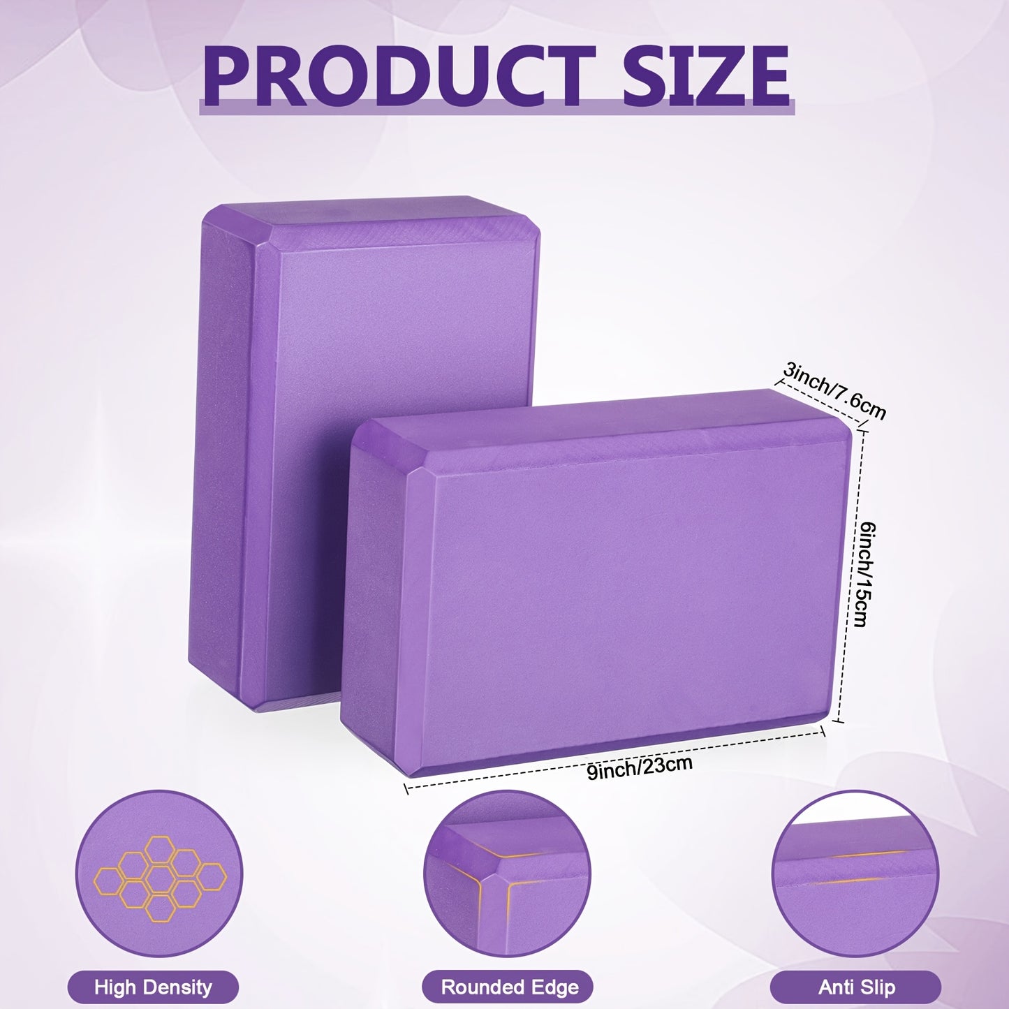 20 Pcs Purple Yoga Blocks Bulk Eva Foam Non Slip Gymnastic Soft High Density Exercise Blocks for Girls Women Toning Meditation Stretching Yoga Pilates Accessories