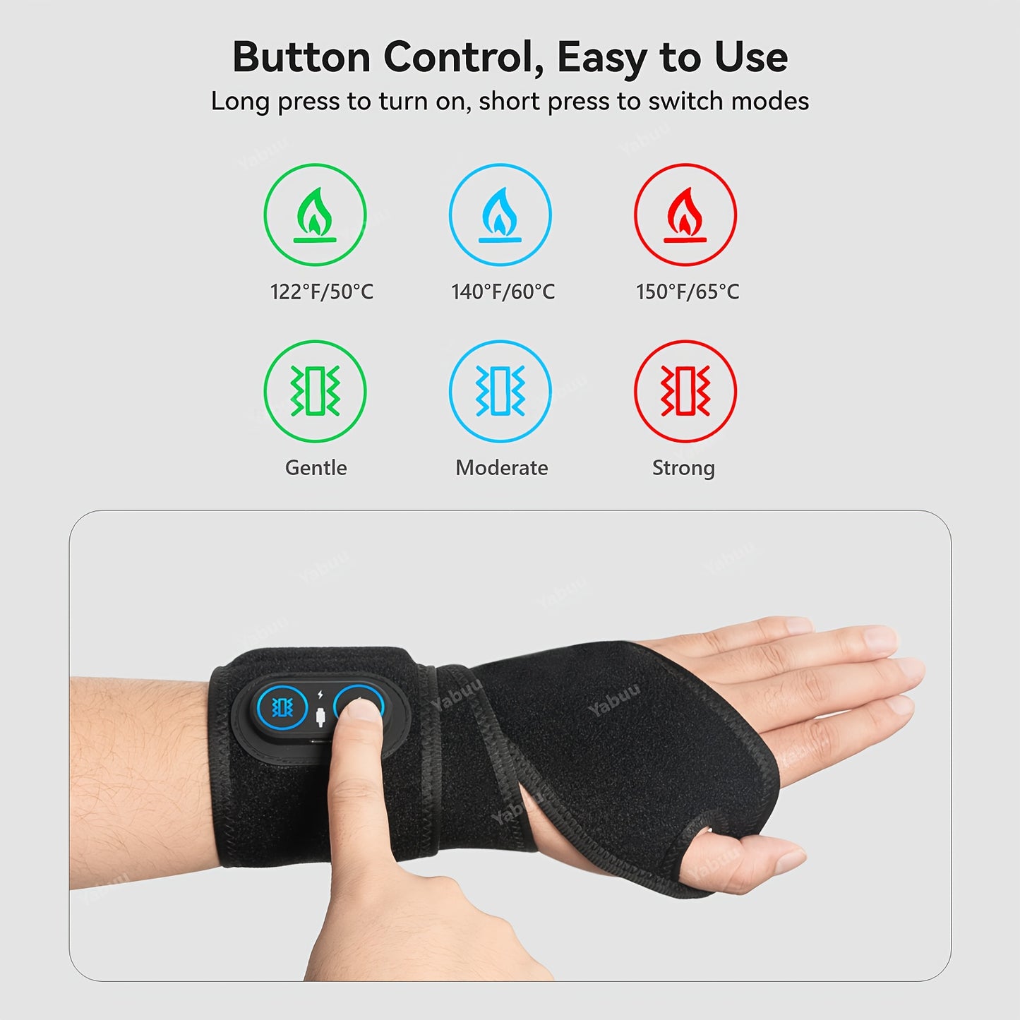 Cordless Wrist And Hand Heating Pad With 3000mAh Rechargeable Battery USB Powered Adjustable 3 Heat And 3 Vibration Settings Black With Red Accents Perfect Gift For Christmas Mother’s Day Father’s Day And Thanksgiving