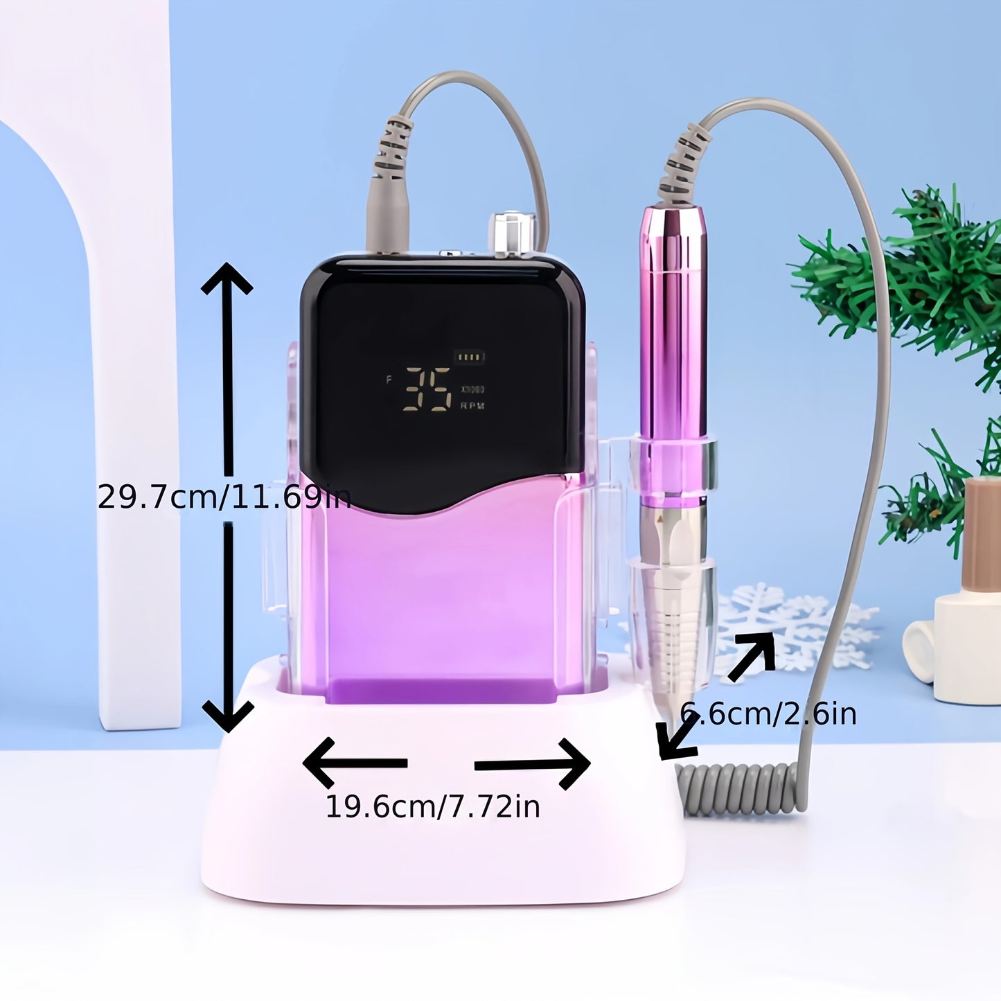 35000 RPM Rechargeable Nail Drill Machine with HD Display Cordless Electric Nail Drill for Salon and Home Use in Unicorn Purple Silvery White Black Golden Blue