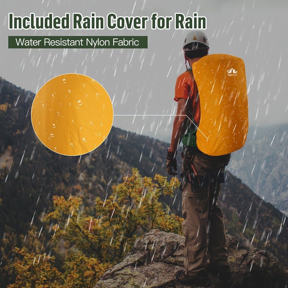 Night Cat Internal Frame Hiking Backpack Large Camping Backpack for Men and Women with Rain Cover 26 Liters