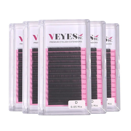 Veyes Inc 5 Cases Lot Individual Eyelash Extensions Faux Mink Lashes Classic Soft Natural Lashes