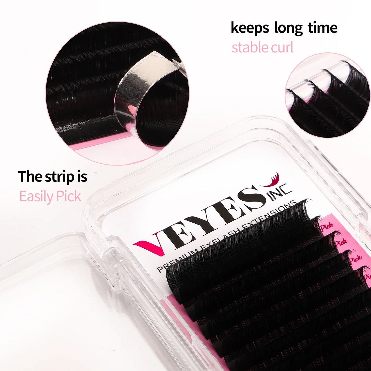 Veyes Inc 5 Cases Lot Individual Eyelash Extensions Faux Mink Lashes Classic Soft Natural Lashes