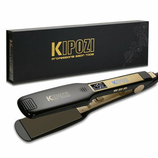 KIPOZI Professional Titanium Hair Straightener Iron Fast Heating 1.75 Inch Wide Plates LCD Flat Iron Curling Iron Styling Tool
