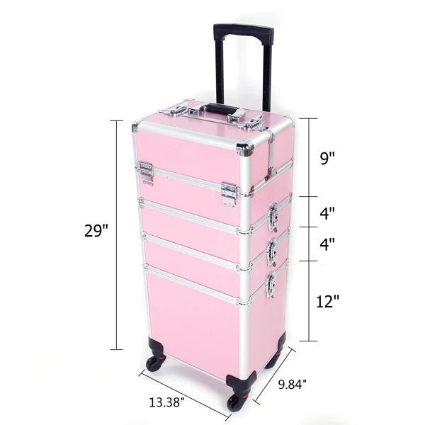 4 In 1 Aluminum Cosmetic Makeup Case Tattoo Box Pink