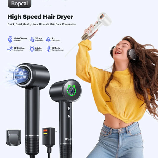 Hair Dryer 500 Million Negative Ionic Care Blow Dryer Fast Drying Professional 120000 RPM High Speed Hairdryer with Diffuser