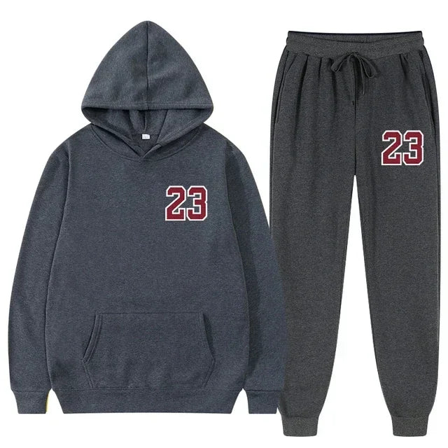 Mens and Womens Sports Hoodie and Sweatpants Set Two Piece Tracksuit Gym Wear